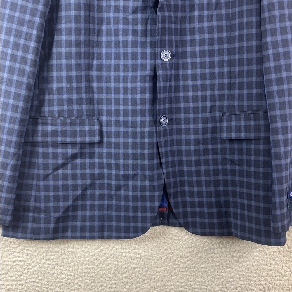 NWT Ben Sherman Mens Navy Blue Plaid Blazer Sport Coat Size 44R - Picture 8 of 16